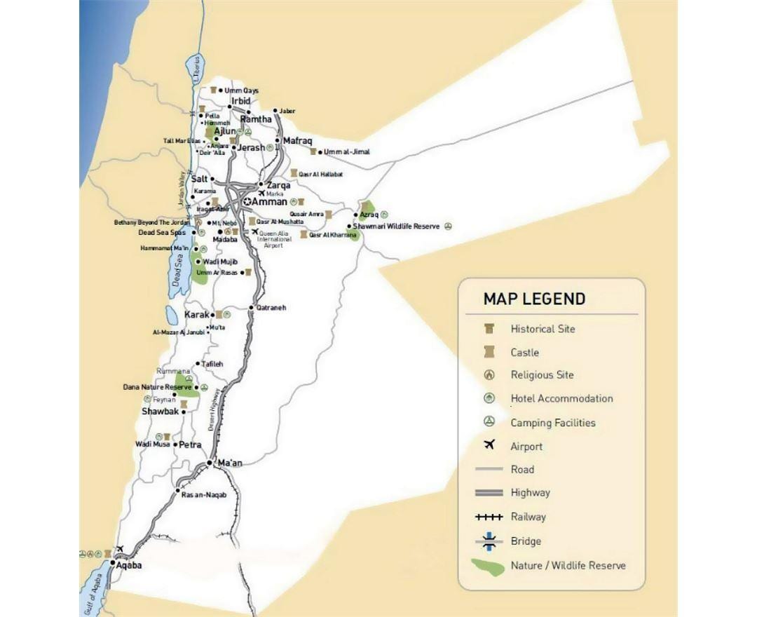 نقشه از اردن راه آهن