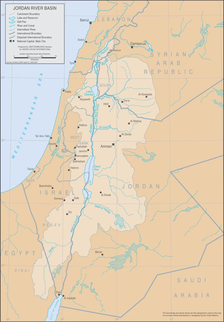نقشه رود اردن در جهان