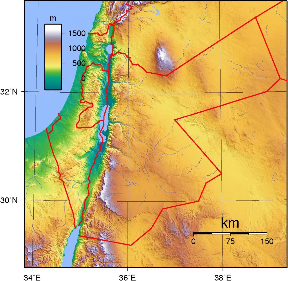 نقشه توپوگرافی اردن
