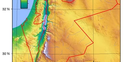 نقشه از اردن ارتفاع